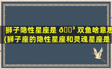 狮子隐性星座是 🐳 双鱼啥意思(狮子座的隐性星座和灵魂星座是什么)
